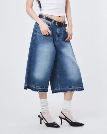 Alan raw edge bermuda denim pants